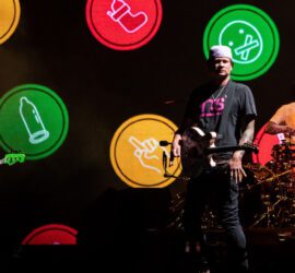 Blink-182 performs at the United Center in Chicago on May 7, 2023.