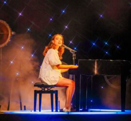 Laufey performs at Ace Hotel in Los Angeles on Nov. 19, 2023.